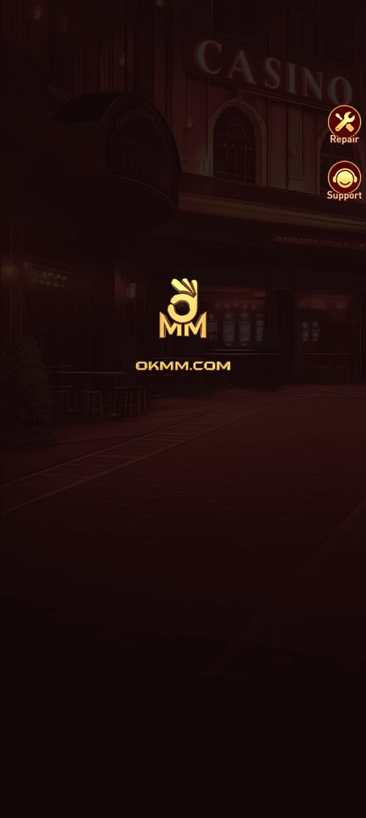 OKMM gaming app dashboard login interface mobile screen